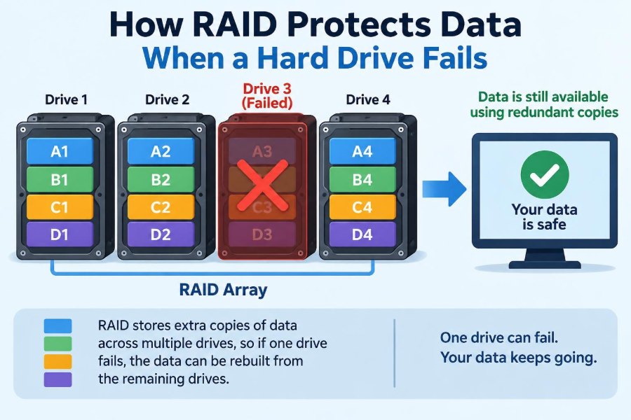 💾 How RAID Protects Data When a Hard Drive Fails