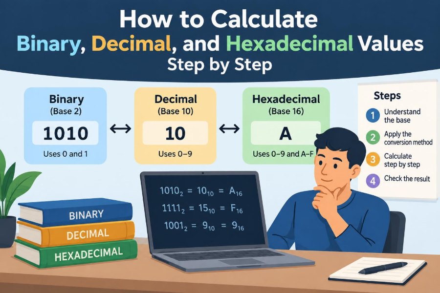 ๐ป How to Calculate Binary, Decimal, and Hexadecimal Values Step by Step