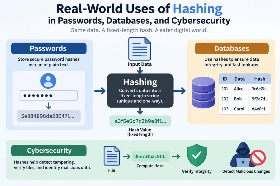 💻 Real-World Uses of Hashing in Passwords, Databases, and Cybersecurity