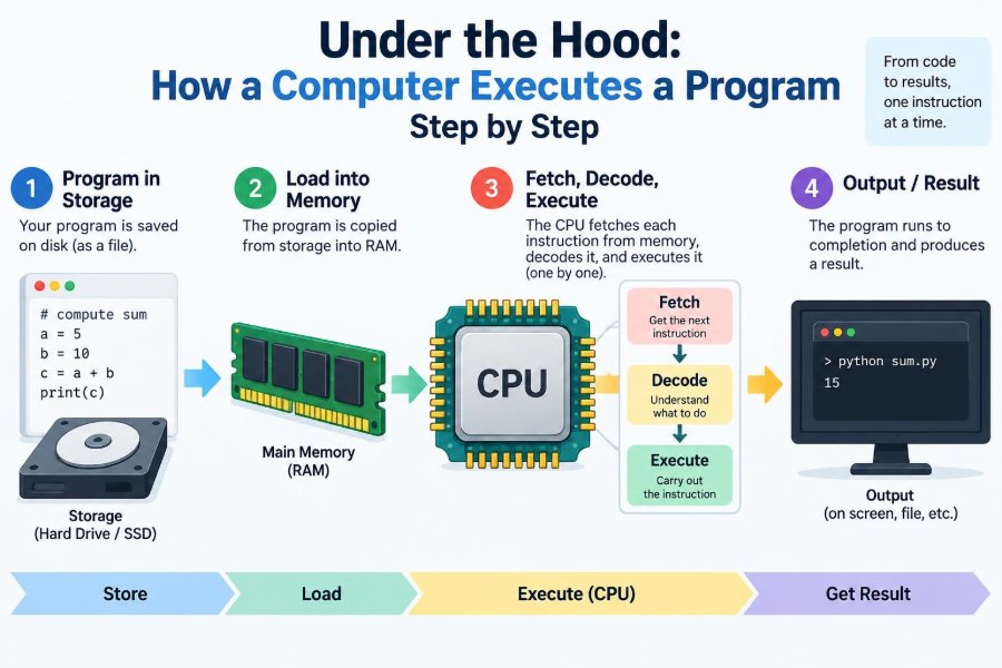 💻 Under the Hood: How a Computer Executes a Program Step by Step