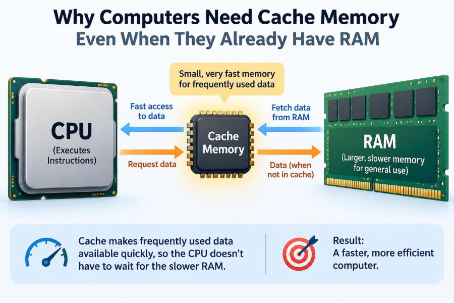 🧠 Why Computers Need Cache Memory Even When They Already Have RAM