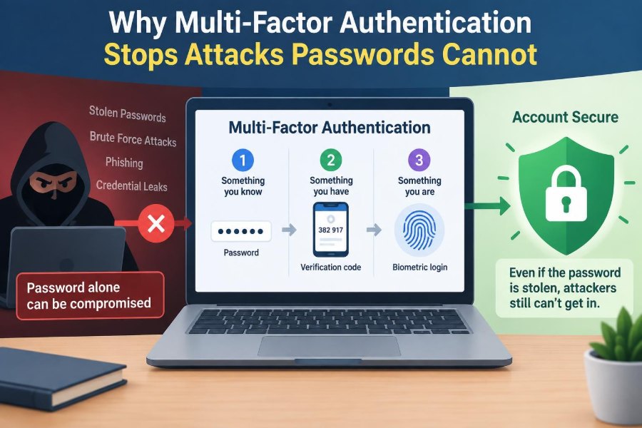 🔒 Why Multi-Factor Authentication Stops Attacks Passwords Cannot
