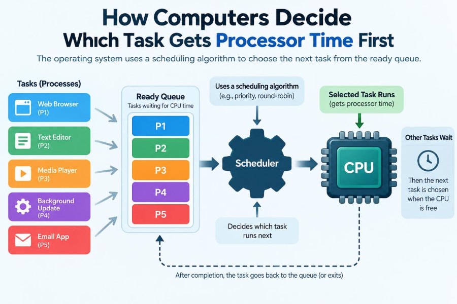 💻 How Computers Decide Which Task Gets Processor Time First