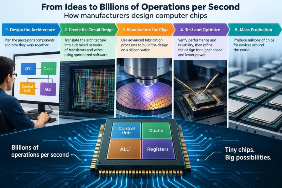 💻 How Manufacturers Design Computer Chips to Process Billions of Operations per Second