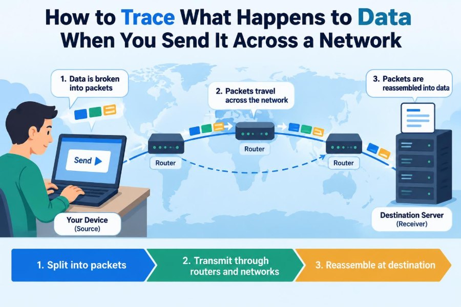 💻 How to Trace What Happens to Data When You Send It Across a Network