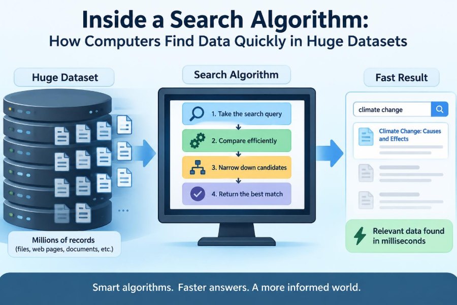 💻 Inside a Search Algorithm: How Computers Find Data Quickly in Huge Datasets