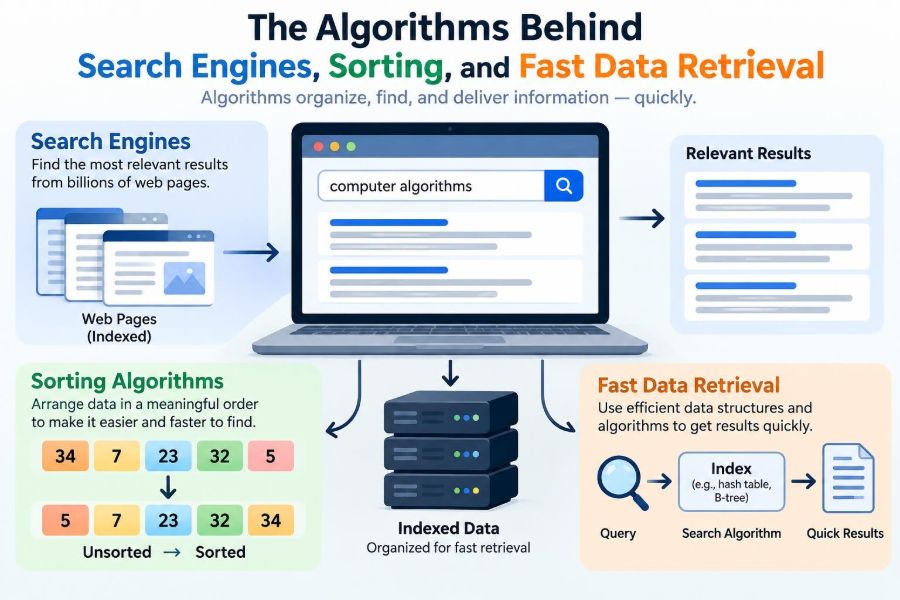 💻 The Algorithms Behind Search Engines, Sorting, and Fast Data Retrieval