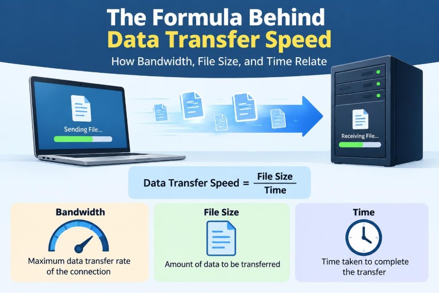 💻 The Formula Behind Data Transfer Speed: How Bandwidth, File Size, and Time Relate