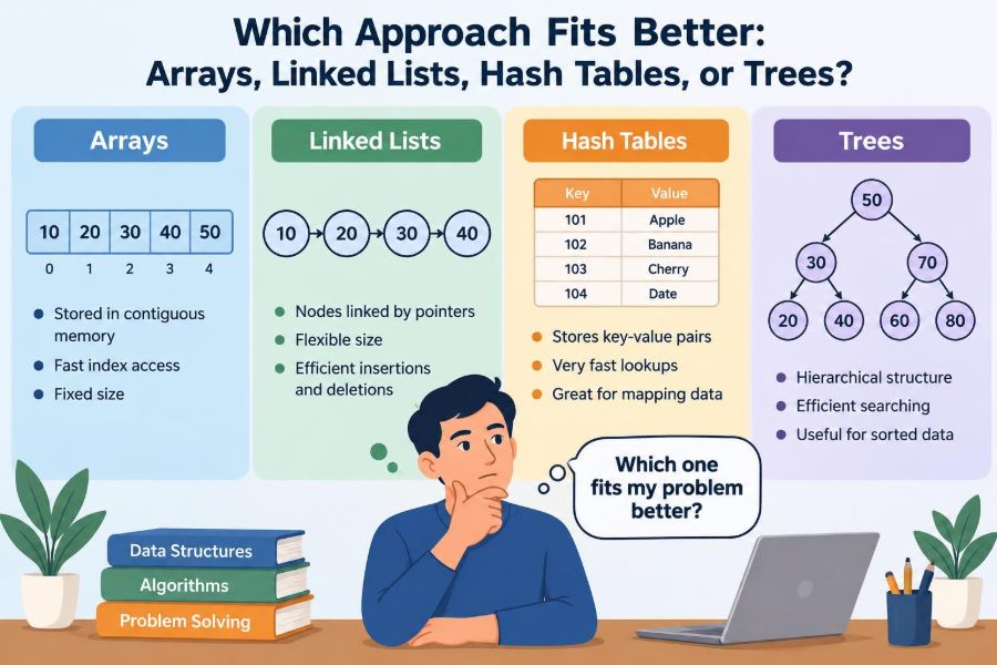 💻 Which Approach Fits Better: Arrays, Linked Lists, Hash Tables, or Trees?